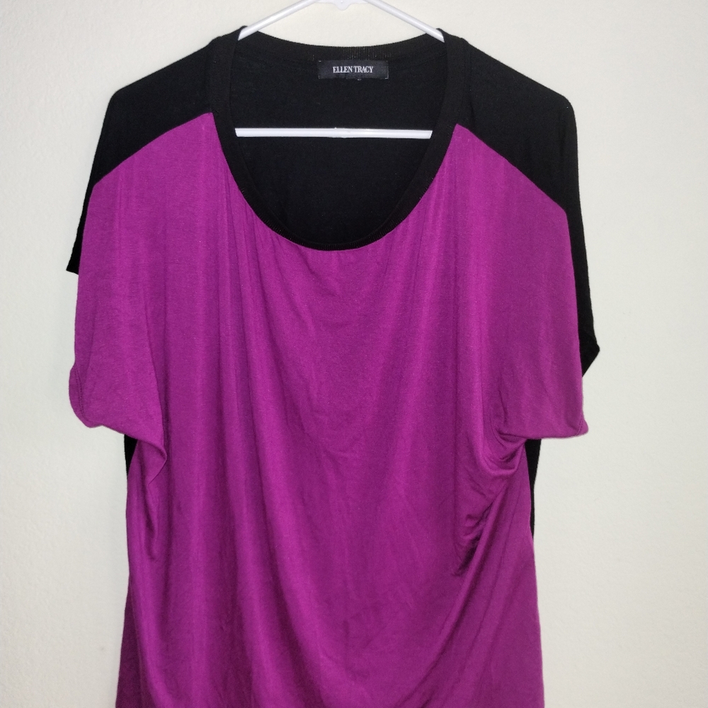 Ellen Tracy Women's Purple and Black Top